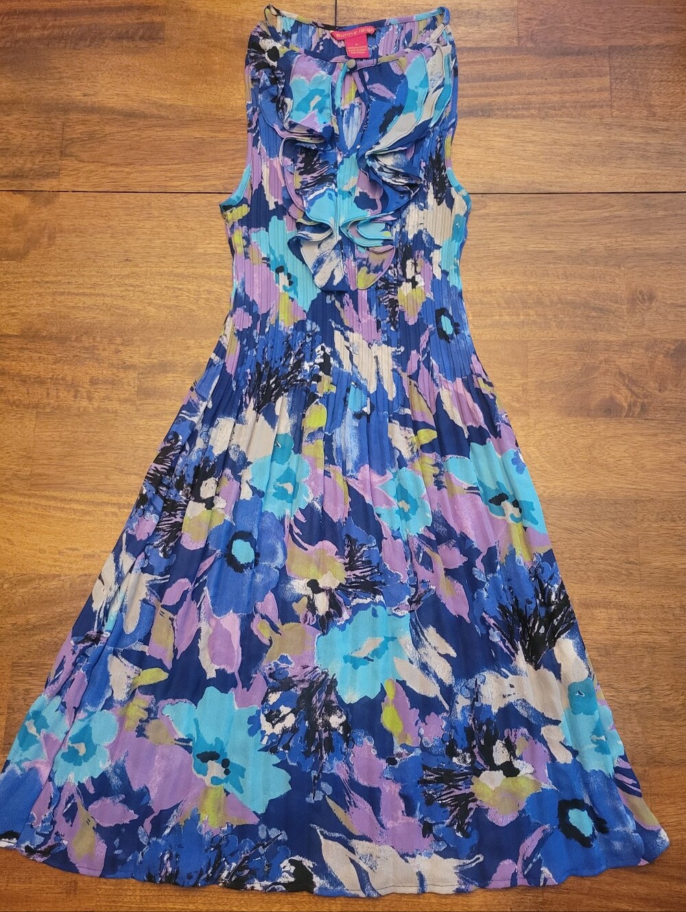Sunny Leigh Blue and Purple Floral Midi Dress